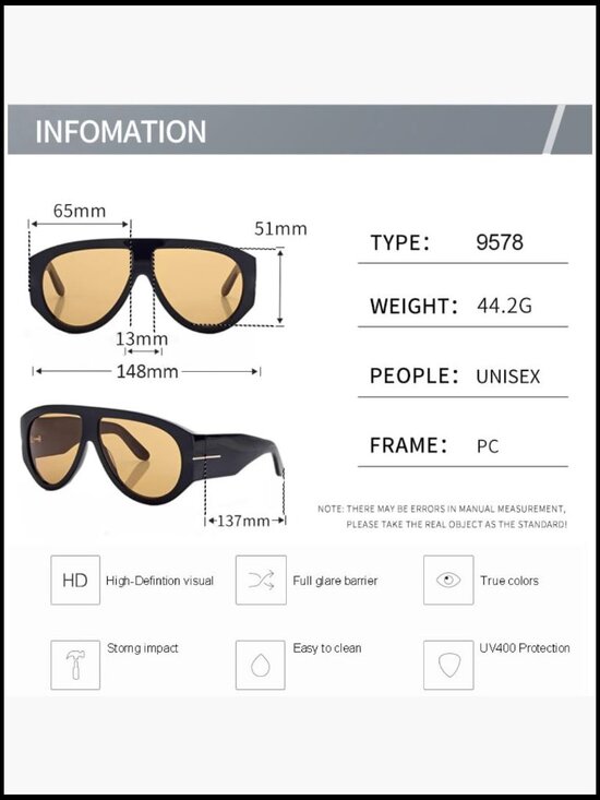Oversized Aviator Sunglasses, UV Protected Lenses, Retro Style